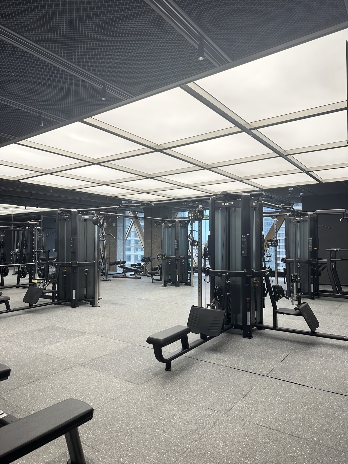 PAUSE PRO Precor 多功能绳索训练系统与配重结构特写